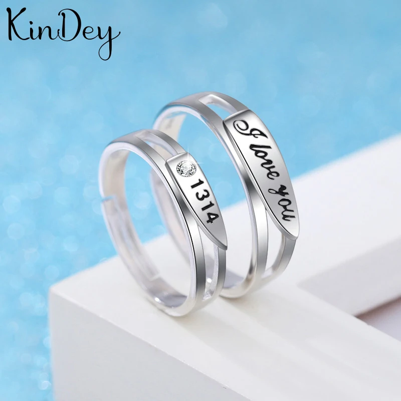 Kindey, этнический стиль, 925 пробы, серебряные кольца для пар, для женщин, свадебные, винтажные, открытые, кольца на палец, рождественские подарки - Цвет основного камня: 1 set
