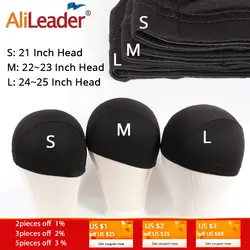 AliLeader L/M/S дешевые упругой сетки шапка парик для изготовления человеческих волос парики бежевый черный сетка спандекс Glueless сетки для волос