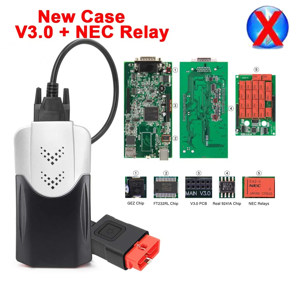 TCS Pro. R3/. R1 V3.0 PCB NEC Реле 9241A Bluetooth Multidiag Pro OBDII Автомобильный грузовик диагностический инструмент OBD2 сканер,00 - Цвет: TCSPro USB