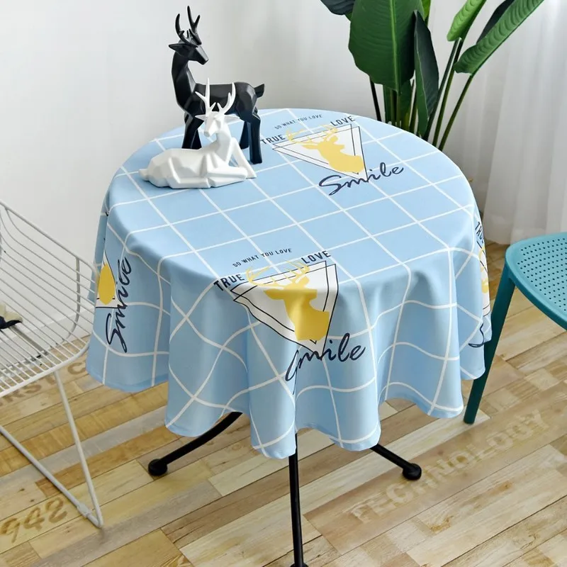  Nordic Style Round Tablecloth Simple Waterproof Restaurant Hotel Household Round Table Cloth Printi
