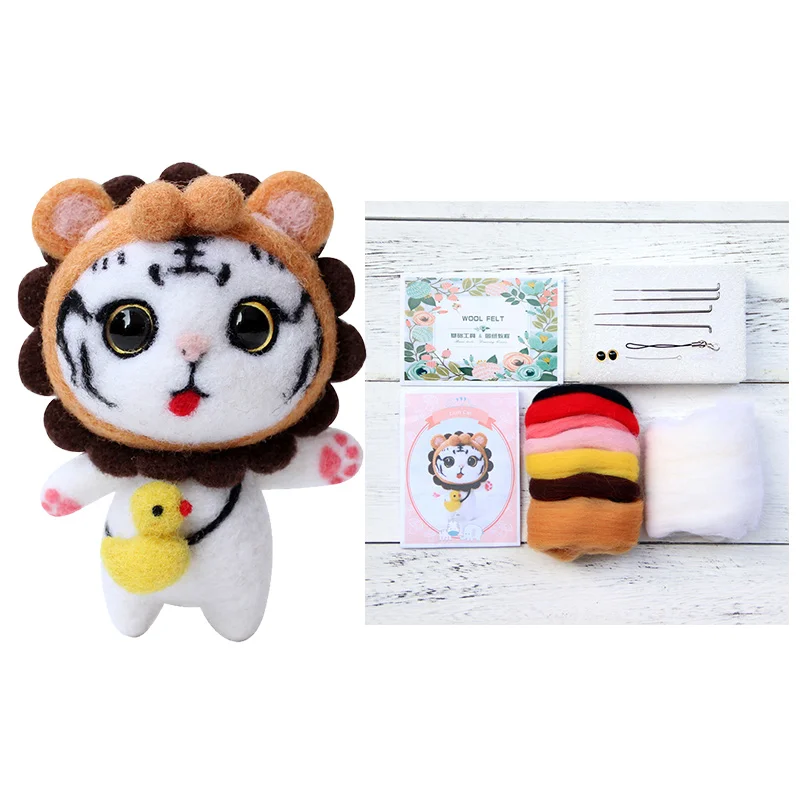 LMDZ 1 шт. модная игрушечная кошка Шерсть Войлок ремесло DIY не законченный комплект игрушек ручной работы набор для игольчатого материала пакет - Цвет: Lion Cat