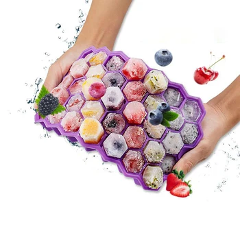 

Ice Cube Tray Mold 37 Cavity Honeycomb Food Grade Flexible Silicone Maker Whiskey Cocktail Stackable Safe Kitchen Accessories