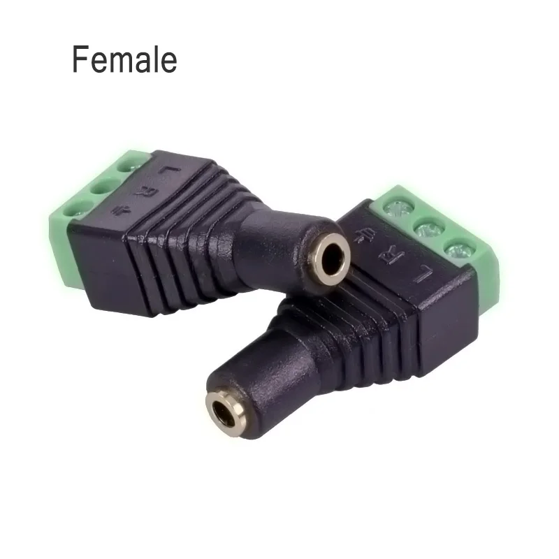 CCTV Phono Plug Jack 3 Poles 3.5mm Male  Female to 3 Pins AV Screw Balun Terminal Adapter 3 Pin 3.5mm AV Connector (5)