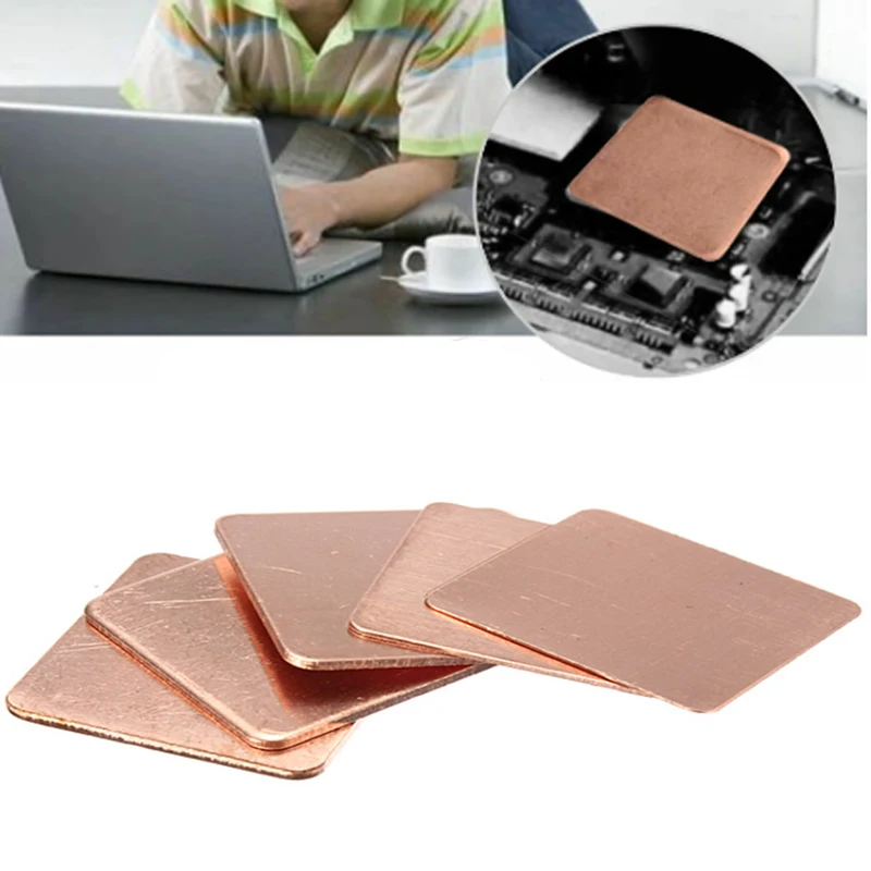 5Pcs  0.3mm-2mm Thickness  Laptop Copper Sheet Plate Strip Shim Thermal Pad Heatsink Sheet For GPU CPU  Chip RAM Cooling