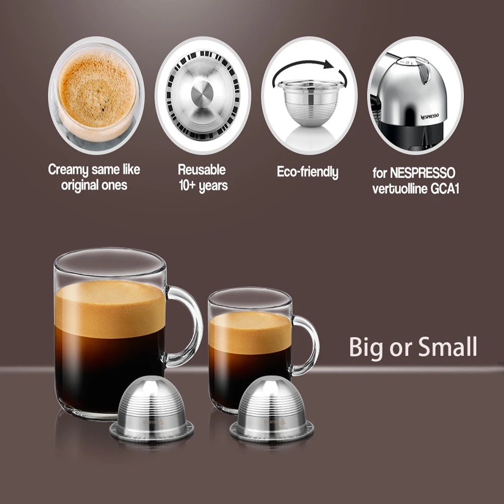 Многоразовые кофейные капсулы для Nespresso Vertuo GCA1 Delonghi ENV135 многоразовые капсулы для кофе из нержавеющей стали с фильтром