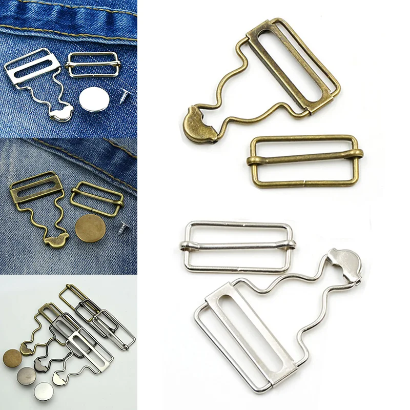 Suspenders Buckle Fastener Hook Metal Button for DIY Handmake Sewing Accessories 2Pcs metal buckle