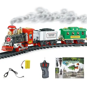 

RC Electric Smoke Train Toy Remote Control Rechargeable Model Vehicle Conveyance Car Steam Smoke Train Fun Baby Kids Toys Gift
