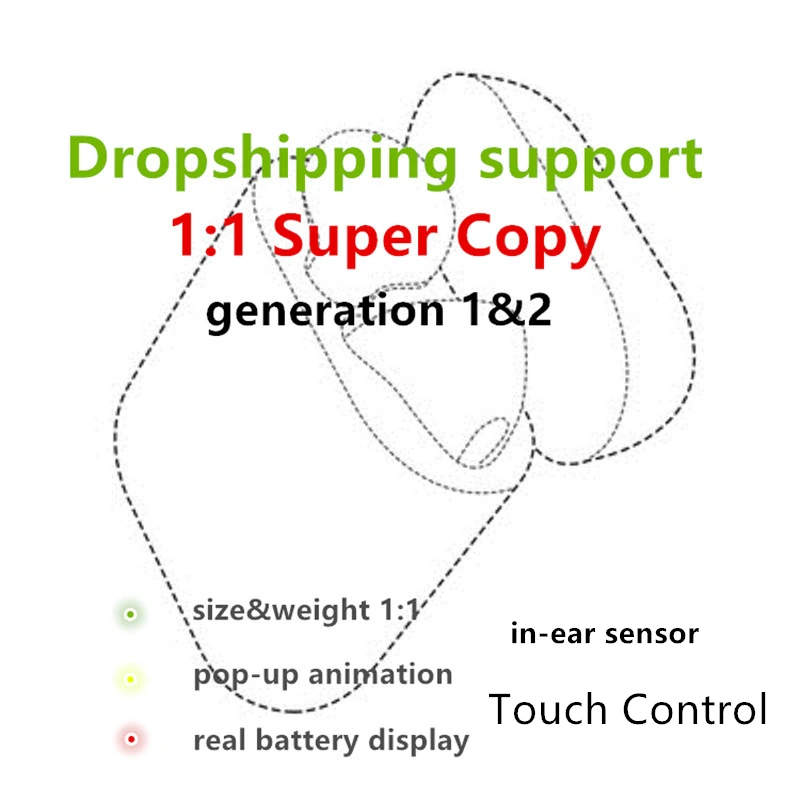 

Super Copy 1:1 Bluetooth Earphone For Apple iPhone iPad Generation 1 2 Wireless Earbuds Dropshipping Wholesale