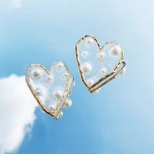 FYUAN корейский стиль жемчужные серьги-гвоздики для женщин девушек Bijoux Неправильной Формы Акриловые Сердце Звезда Серьги массивные Ювелирные изделия Подарки