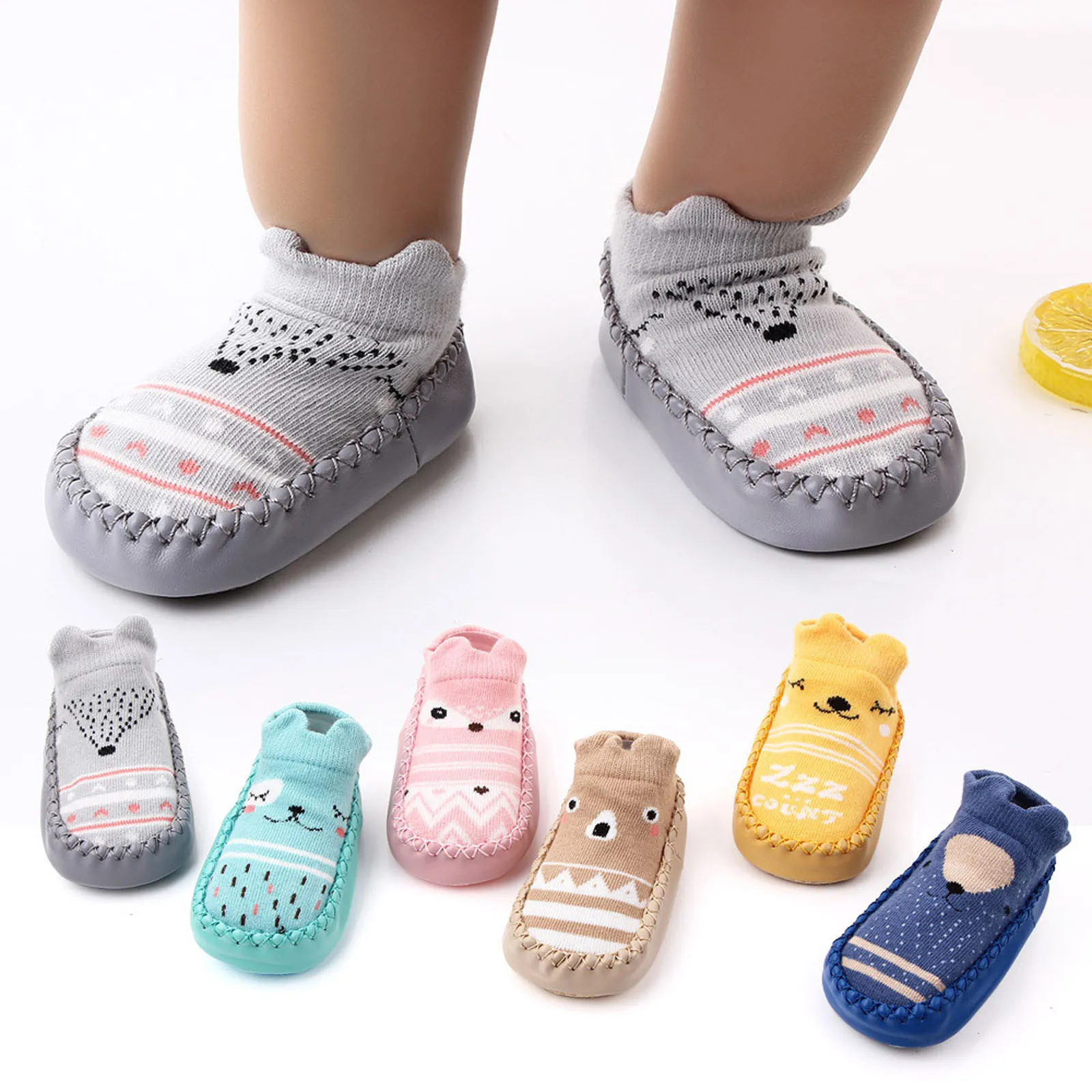 Newborn Slipper Shoes Boots Anti-slip Socks Cartoon Floor Baby Girl Boy 
