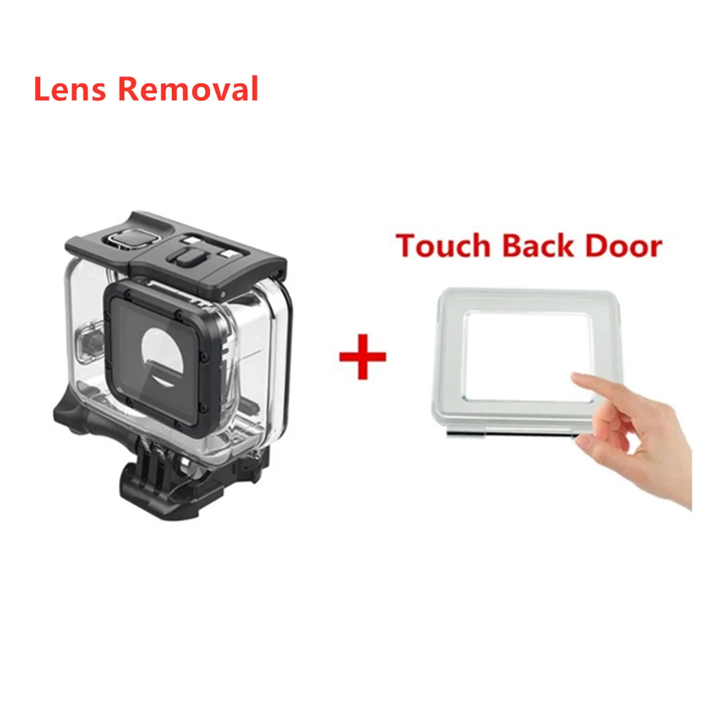 Lens Removal 50 м/197ft Водонепроницаемый чехол с сенсорным экраном для подводного дайвинга защитный чехол для Go Pro Hero 6 5 7 Черные Аксессуары - Цвет: Lens Removal