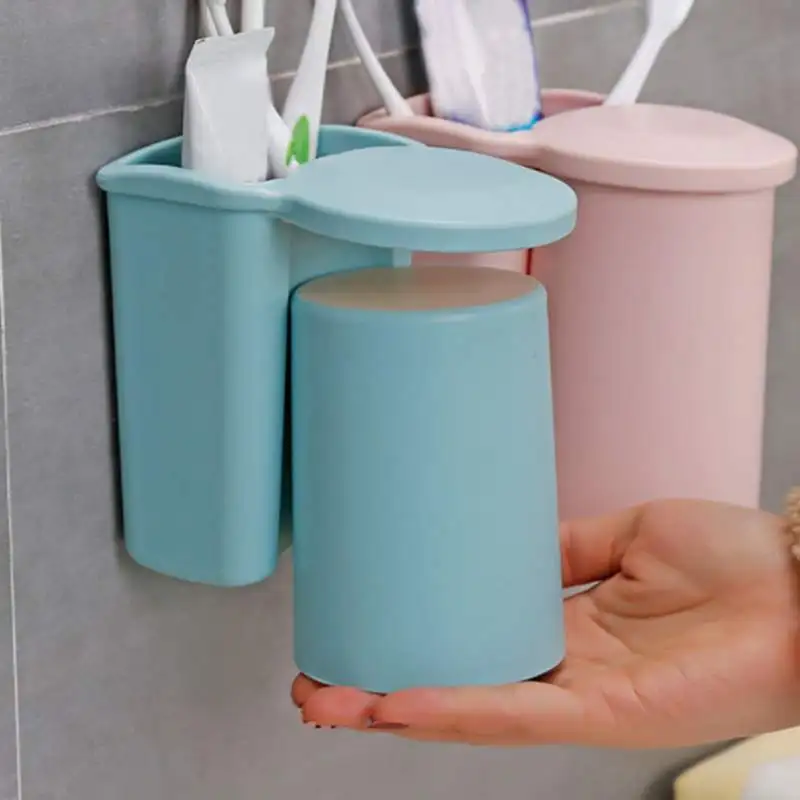 Multifuntional Magnetic Single Cup Toothbrush Holder Wall Mounted Gargle Tools Shelf For Bathroom