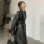 Lautaro Long oversize leather trench coat for women long sleeve lapel loose fit Осень Стильная черная женская одежда уличная одежда