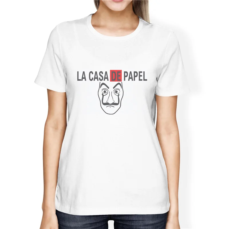 Футболка La Casa De Papel, футболки с банкнотами, футболки с серией ТВ, женская футболка с коротким рукавом, забавная футболка с изображением дома бумаги