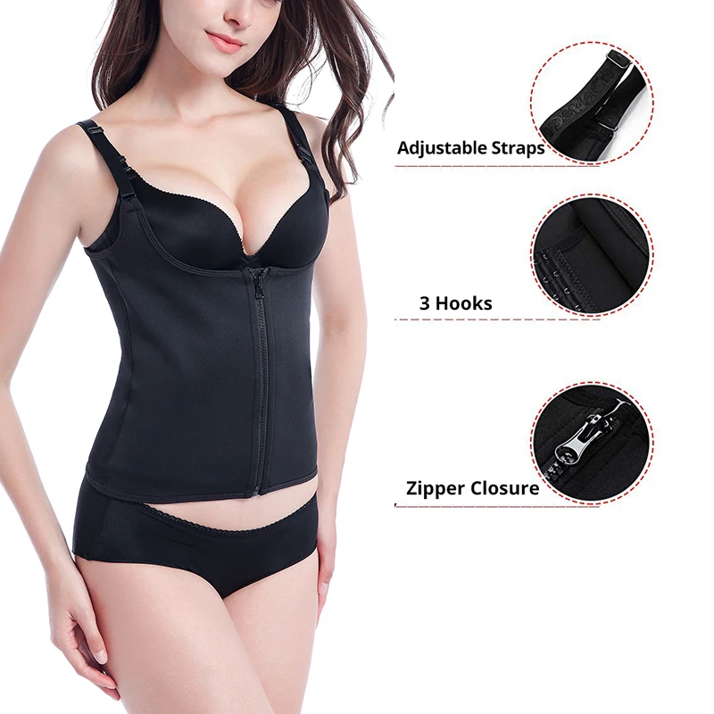 CXZD Women Sweat Waist Trainer Corset Tummy Control Shapewear Vest Adjustable Straps Workout Tank Tops Body Shaper