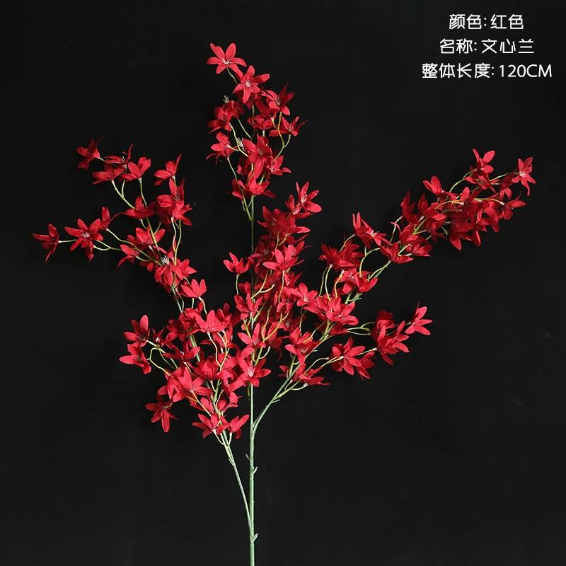 Red 5 шт. искусственный Oncidium цветущая вишня Танцующая Орхидея DIY украшение цветы орхидеи домашний декор Флорес для большой свадьбы - Цвет: Red