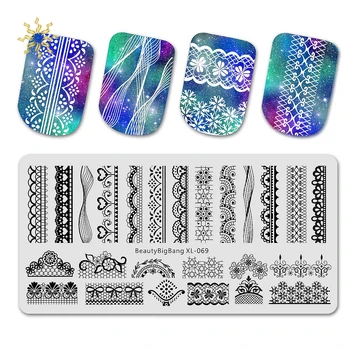 

BeautyBigBang Stamping Plates Lace Pattern Sexy Flower Image 6*12cm Stainless Steel Nail Art Template Nail Stamping Plate K510