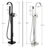 Chrome Floor Mounted Bathtub Shower Faucet Black Bronze Square free standing Crane with shower hand Hot Cold Mixer Tap 5