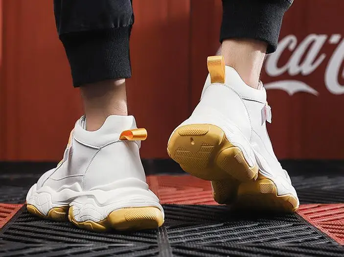 Luxury Designer Men's Vintage fashion platform Casual leather Shoes Hip-hop sneakers Male flats shoes loafers for web celebrity