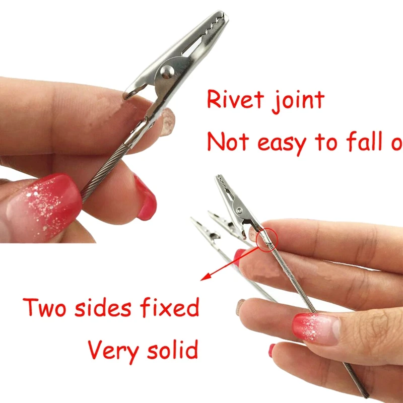 50 Pack Metal Wire Alligator Clamp, 3.8Inch Long-Tailed Alligator Iron Clip, Stand Photo Holder Stand Memo Clip