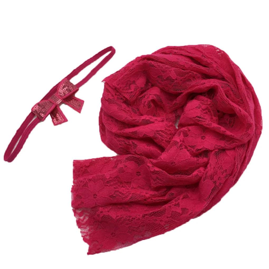 Rose red 1 Одеяло для новорожденных s кружево вышивка детские фотографии обертывания одеяло бутафория для фото обертывания кружевной шарф с цветком повязка на голову - Цвет: Rose red 1