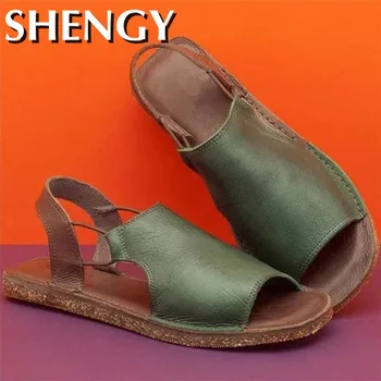 

2020 Women Summer Sandals Flats Casual Single Shoes Woman Vintage Non-slip Open Toe Office Sandalias Mujer Sapato Feminino