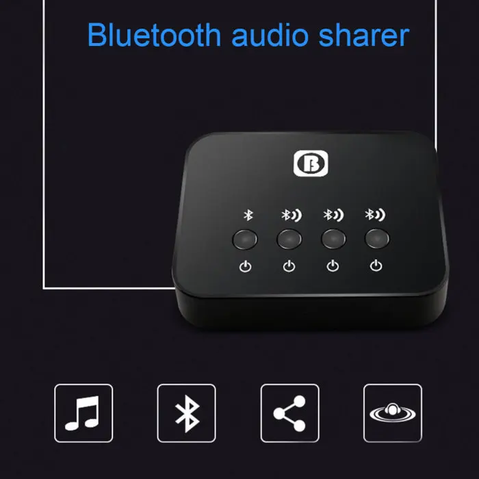 Портативный Bluetooth 4,0 сплиттер аудио передатчик многоточечный музыкальный адаптер EM88