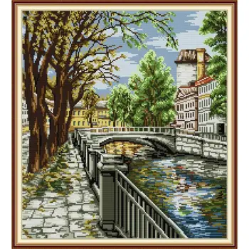 

Waterside Patterns Counted Printed on Canvas 11CT 14CT Stamped Cross Stitch Kits Needlework Set Concert Embroidery Painting Sets