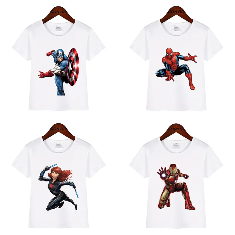 Футболка "Марвел" для детей «Мстителей» для мальчиков Капитан Америка Человек-паук Железный человек Халк модная футболка одежда для маленьких девочек, BAL027