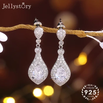 

Jellystory luxury charms earrings for woman 925 silver jewelry with water drop shape AAA zircon gemstones earring wedding party