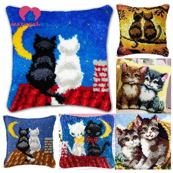 

Cats carpet embroidery cushions latch hook pillow do it yourself cross-stitch pillow latch hook rug kits tapestry kits foamiran