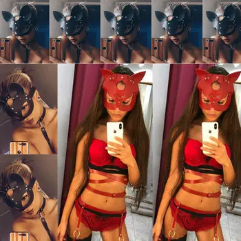 

Women Sexy Mask Half Eyes Cosplay Face Cat Leather Mask Cosplay Adult Play Game Mask Batman Masquerade Ball Carnival Fancy masks