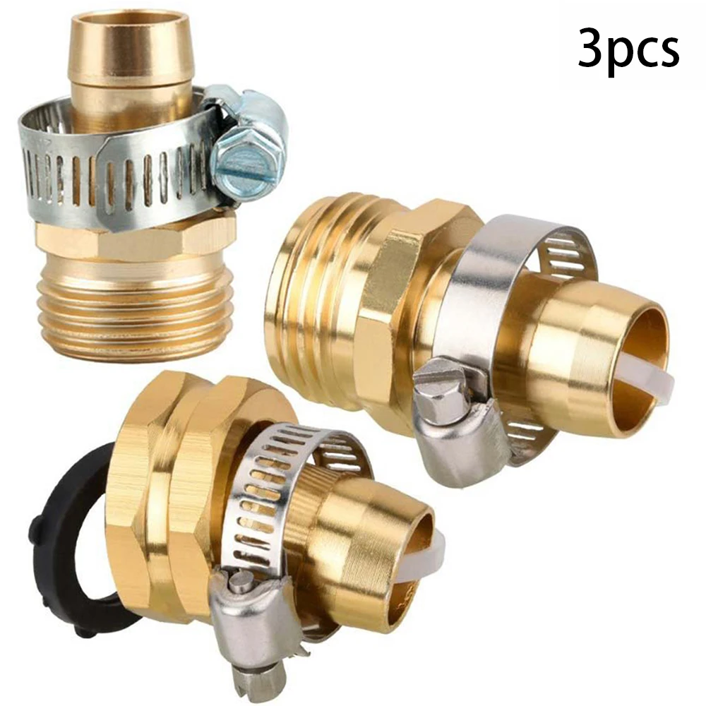 3 шт соединители 5/8 в латунный садовый водный шланг ремонтный набор с зажимами из