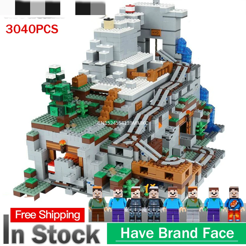 

In Stock 18032 Model Building Kit Blocks Bricks compatible with Miniecraft 21137 2932pcs Mountain Cave Set Kid Toys