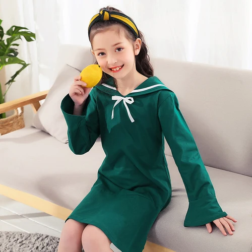 CQ Q 5214green kids Хлопковые детские платья для девочек Осенняя футболка с длинными рукавами Семейные комплекты «Mommy and Me», домашняя одежда для девочек, одежда для сна женская ночная одежда - Цвет: CQ Q 5214green kids