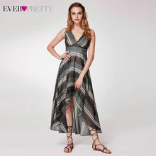 Повседневные принтованные платья для выпускного вечера Ever Pretty AS05971 с v-образным вырезом длиной до колена в полоску простое короткое Пляжное Платье Vestidos Cortos