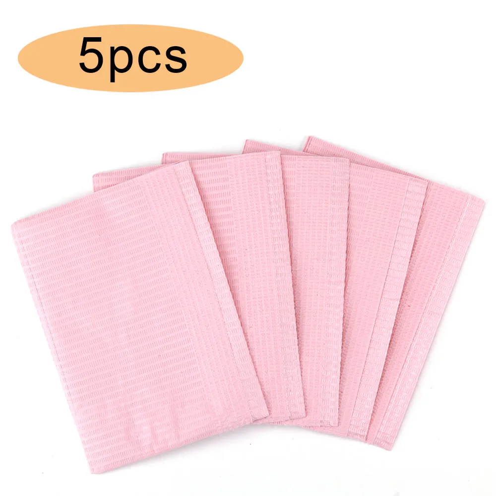 5pcs Pink 5/125 шт Стоматологическая гигиена полости рта медицинский Бумага стоматологические материалы одноразовые нагрудники пациента очистки 2Ply Водонепроницаемый Красота шейный платок - Цвет: 5pcs Pink