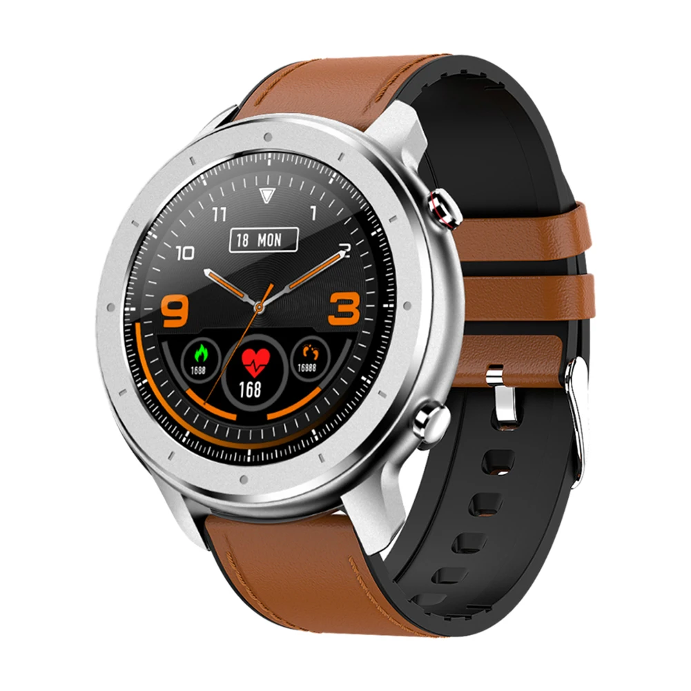 Silver Leather F12 браслет Будильник Bluetooth фитнес-трекер перезаряжаемый монитор сердечного ритма спортивные Смарт-часы телефонный звонок Круглый циферблат - Цвет: Silver Leather