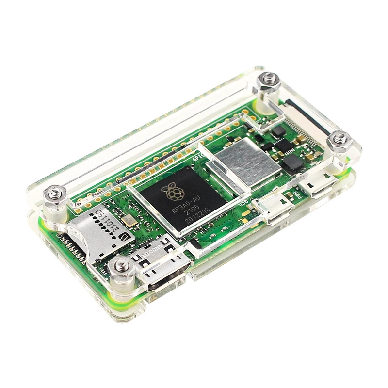 Raspberry Pi Zero 2W Acrylic Case with Aluminum Heat Sink Shell