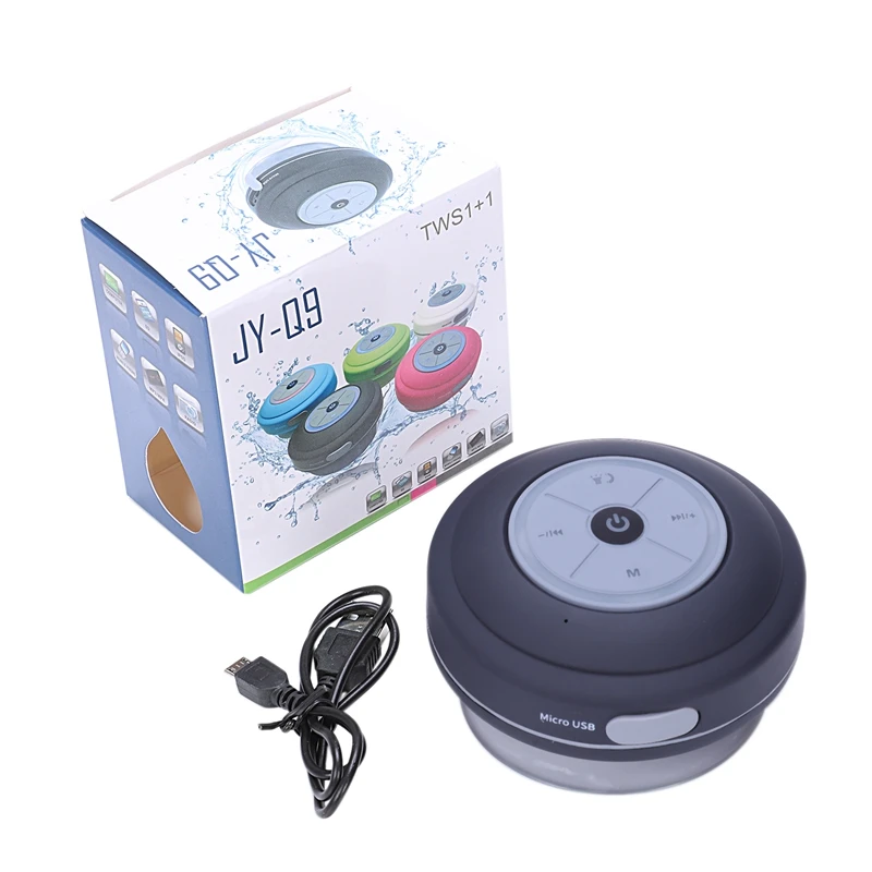 AABB-Mini Waterproof Sucker Bluetooth Speaker with LED Lantern Car Handsfree Card FM Subwoofer Bathroom Mini Speaker