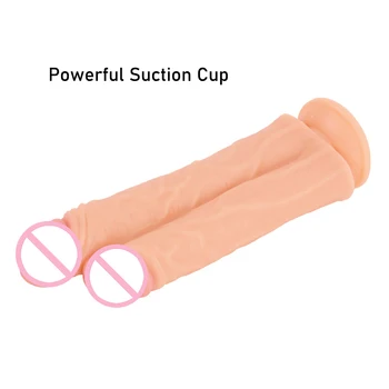 Huge Conjoined Double Dildos Two Penis Penetration Big Double Glans Dick Soft Realistic Phallus Sex Toys for Women Masturbation 6