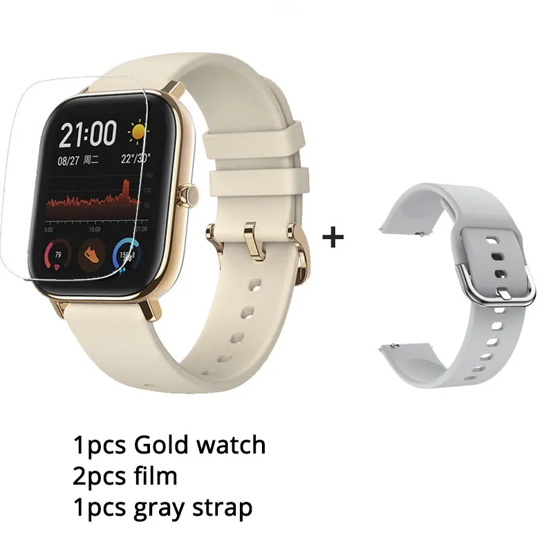 Новая глобальная версия Amazfit GTS Смарт-часы 1,6" AMOLED 5 ATM водонепроницаемый 14 дней Срок службы батареи 12 спортивных режимов Bluetooth часы - Цвет: Gold N gray