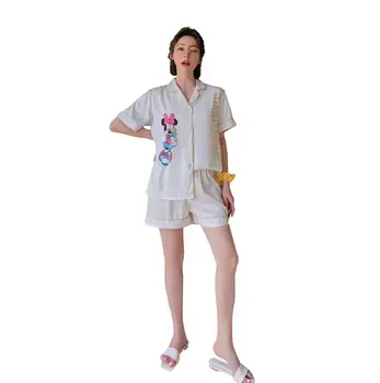 

Fiklyc New ladies spring and summer ice silk thin section comfortable simple fashion short-sleeved shorts two-piece home service