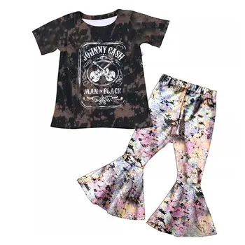 

Comfortable slik milk bell pants baby girl short sleeve ruffle clothing set