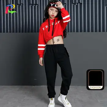 

Teenage Girls Street Dance Clothing Korean 2018 Kids Sport Set Hoodied Sweatshirts and Black Trousers 2 Piece Tracksuit 3-15 Y
