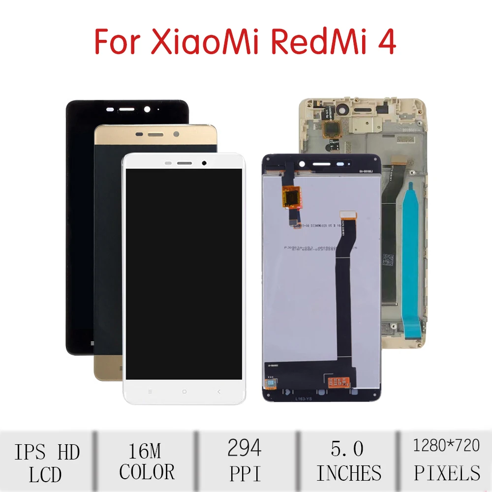 Najtaniej Oryginał dla XIAOMI Redmi4 standardowy montaż digitizera ekranu dotykowego LCD dla Xiaomi Redmi 4 wyświetlacz z wymianą ramki 2GB RAM