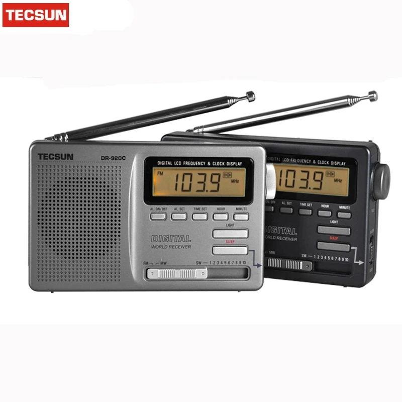 Tecsun-rádio fm Portátil Cinza com Relógio Digital Receptor de Alarme e Luz de Fundo fm mw sw 12 - Image 4