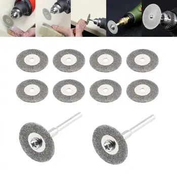 

10pcs/set 20mm Diamond Cutting Discs Circular Saw Blade with 2pcs 3mm Diameter Fixed Rod for Glass Metal Wood Cutting Disk