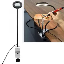 Светодиодный 3X увеличительный Настольный зажим для пайки Гибкий Кронштейн для ремонта третьей руки светодиодный паяльник