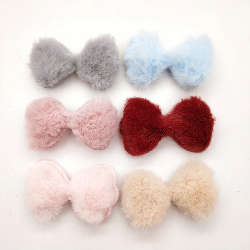 5--3cm Decoration Padded Appliques Hair-Accessories Handmade for Headwear 48pcs/Lot Plush-Bowknot